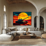 Pop Art Tank Scene Sunset - Militärische Geigen Ku Poster<br><div class="desc">Diese mutige Pop-Panzerszene zeigt einen mächtigen Panzer, der gegen einen pulsierenden Sonnenuntergang in der Wüste verstummt ist. Die beeindruckenden Farben und die dramatische Komposition machen es zum perfekten Stück für militärische Liebhaber und Liebhaber einzigartiger, kühner Wandkunst: Panzerfass oder Panzerseite mit Ihrem Namen oder Emblem, um eine persönliche Verbindung mit dem...</div>