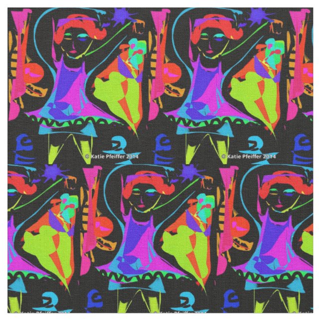 Pop-Art-Tanzmädchen-Stoff Stoff (Nahaufnahme)