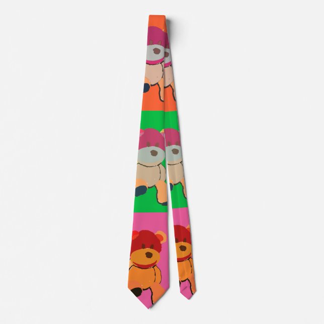 Pop Art Teddy Bären Krawatte (Vorderseite)