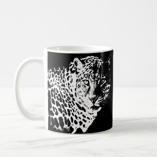 Pop Art Template Custom Leopard Gesichtstiere Kaffeetasse (Links)