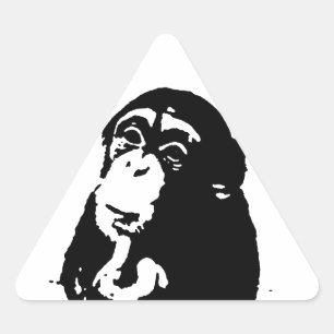 Pop Art Thinking Chimpanzee Dreieckiger Aufkleber
