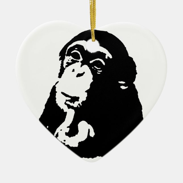 Pop Art Thinking Chimpanzee Keramik Ornament (Vorne)