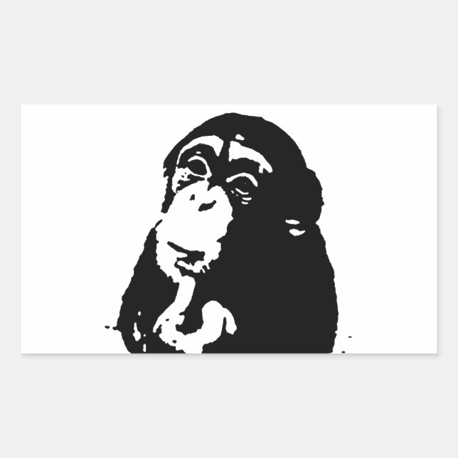 Pop Art Thinking Chimpanzee Rechteckiger Aufkleber (Vorderseite)