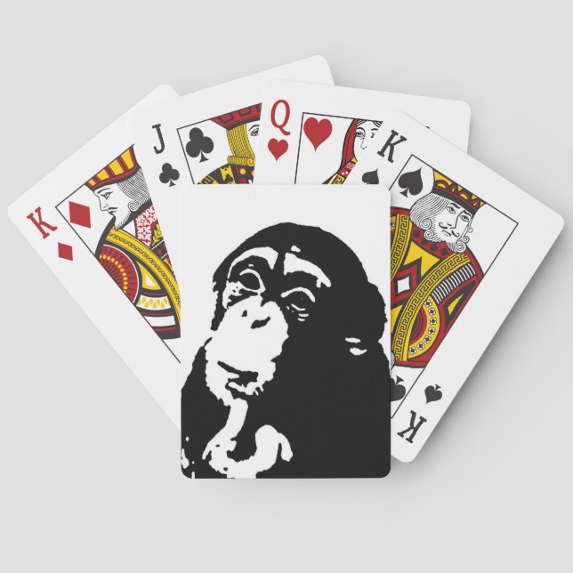 Pop Art Thinking Chimpanzee Spielkarten (Rückseite)