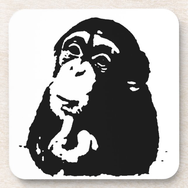 Pop Art Thinking Chimpanzee Untersetzer (Vorderseite)