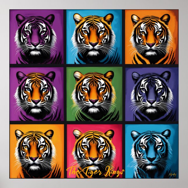 Pop Art Tiger Grid Bold Wall Art Poster (Vorne)