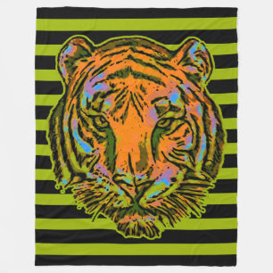 Pop Art TIGER HEAD + Ihr Backgr. Ideen Fleecedecke