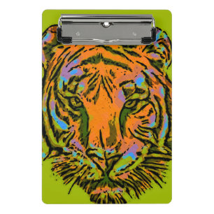 Pop Art TIGER HEAD + Ihr Backgr. Ideen Mini Klemmbrett