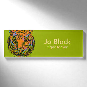 Pop Art TIGER HEAD + Ihr Backgr. Ideen Namenschild