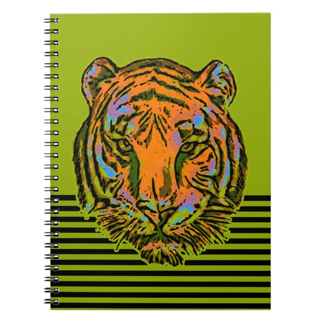 Pop Art TIGER HEAD + Ihr Backgr. Ideen Notizblock (Vorderseite)