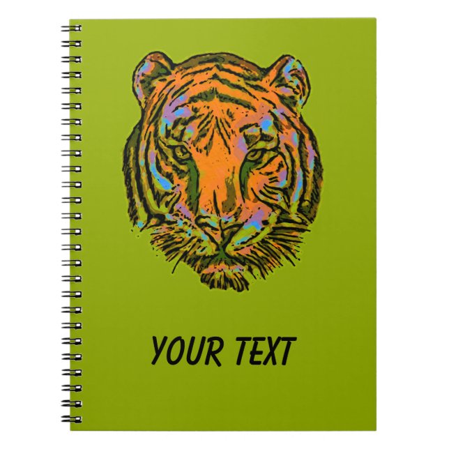 Pop Art TIGER HEAD + Ihr Backgr. Ideen Notizblock (Vorderseite)