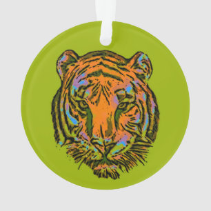Pop Art TIGER HEAD + Ihr Backgr. Ideen Ornament