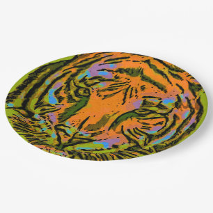 Pop Art TIGER HEAD + Ihr Backgr. Ideen Pappteller