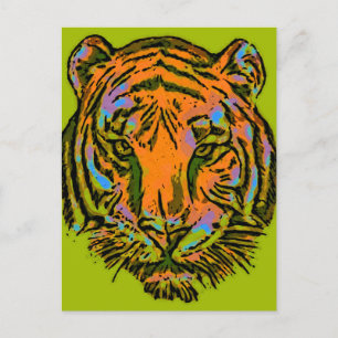 Pop Art TIGER HEAD + Ihr Backgr. Ideen Postkarte