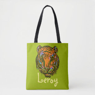 Pop Art TIGER HEAD + Ihr Backgr. Ideen Tasche