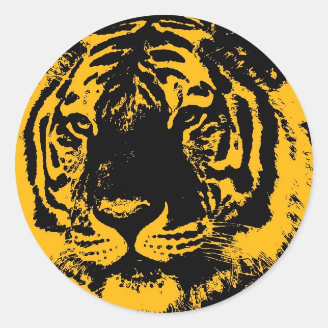 Pop Art Tiger Runder Aufkleber (Vorderseite)