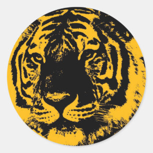 Pop Art Tiger Runder Aufkleber