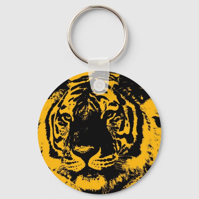 Pop Art Tiger Schlüsselanhänger (Vorderseite)