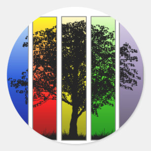 Pop Art Tree Runder Aufkleber