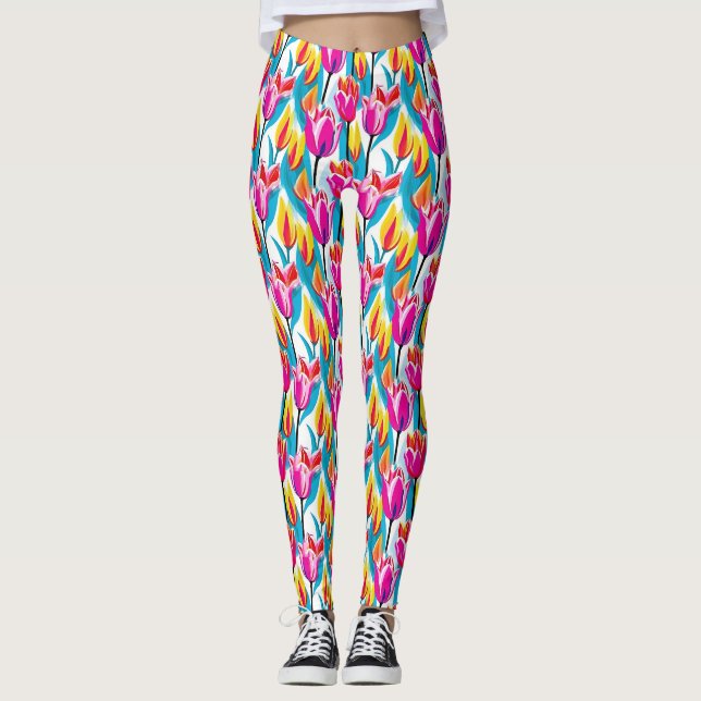 Pop Art Tulips Leggings (Vorderseite)