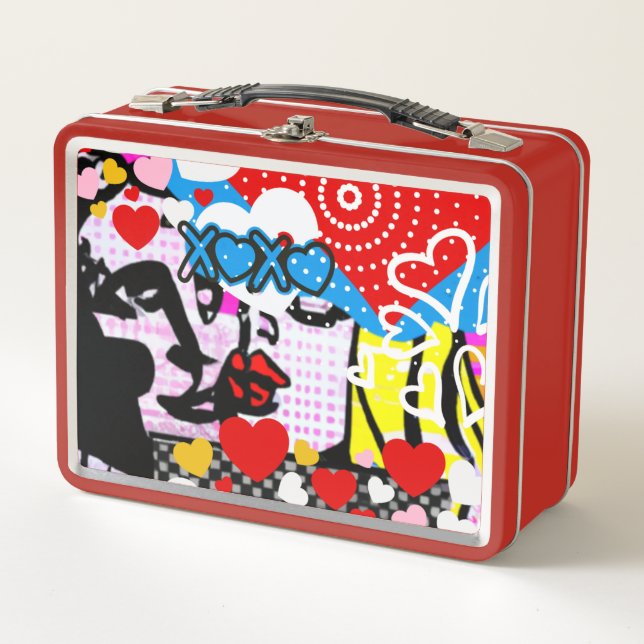 Pop Art Valentine Metall Brotdose (Vorderseite)