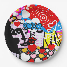 Pop Art Valentine Pappteller