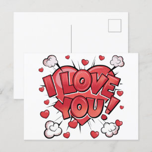 Pop Art Valentinstag Postkarte