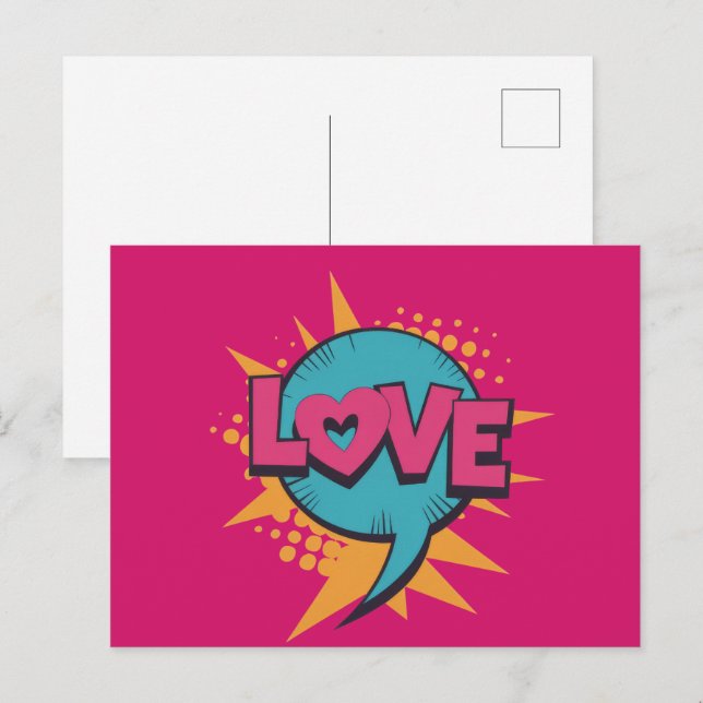 Pop Art Valentinstag Postkarte (Vorne/Hinten)