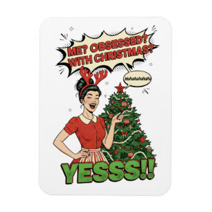 Pop Art "Vernarrt in Weihnachten" Lustiger Feierta Magnet