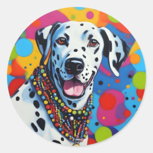 Pop Art Vibrannt Dalmatiner Runder Aufkleber