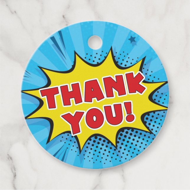 Pop Art Vielen Dank Geschenkanhänger (Vorderseite)