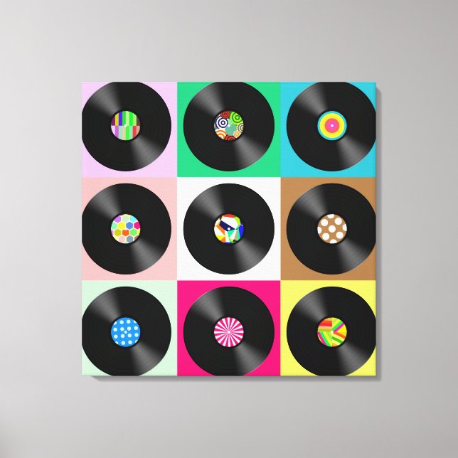 POP ART VINYL PLATTEN STRETCHEN LEINWAND ART DRUCK (Vorderseite)