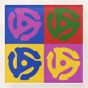 Pop Art Vinyl Record 45 RPM Einsatz Glasuntersetzer