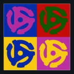 Pop Art Vinyl Record 45 U/min Audiophile Poster<br><div class="desc">Farbenfrohe Retro-Vintage Pop-Art-Poster-Geschenk für Schallplattensammler,  Audiophiles und Turntable-DJs. Musikliebhaber werden die Liebe des 70er und 80er Pop Kunstdesign. Grafik von vier hellen und farbenfrohen 45 U/min Kunststoffplatten in einem Retro-Klassiker Pop Art Stil.</div>