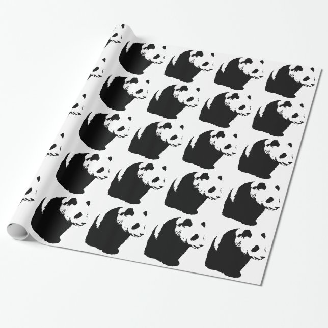 Pop Art Walking Panda Weihnachtswrapping Paper Geschenkpapier (Ungerollt)