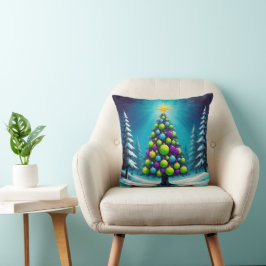 Pop-Art-Weihnachten mit Neon-Grün Blau Lila Kissen