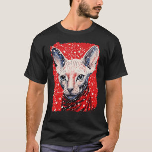 Pop-Art-Weihnachten Rote Sphynx-Haarlose Katze T-Shirt