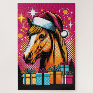 Pop Art Weihnachts-Pferd und Geschenke Weihnachten