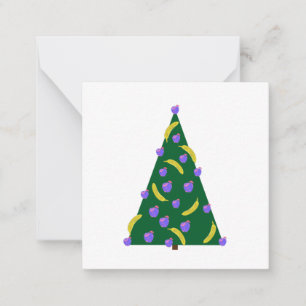 Pop Art Weihnachtsbaum mit Äpfeln & Bananen Mitteilungskarte