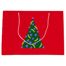 Pop Art Weihnachtsbaum mit Äpfeln & Bananen Rot