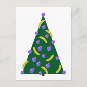 Pop-Art-Weihnachtsbaum mit Äpfeln und Bananen  Feiertagspostkarte