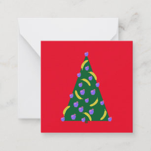 Pop-Art-Weihnachtsbaum mit Äpfeln und Bananen Rot Mitteilungskarte