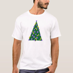 Pop Art Weihnachtsbaum mit Äpfeln und Bananen T T-Shirt