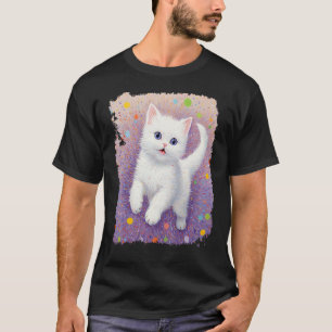 Pop-Art Weiße Katze Kätzchen T-Shirt