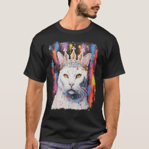 Pop Art Weiße Katze Königin König T-Shirt