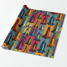 Pop-Art-Weltraum-Shuttle-Muster-Geschenkpapier