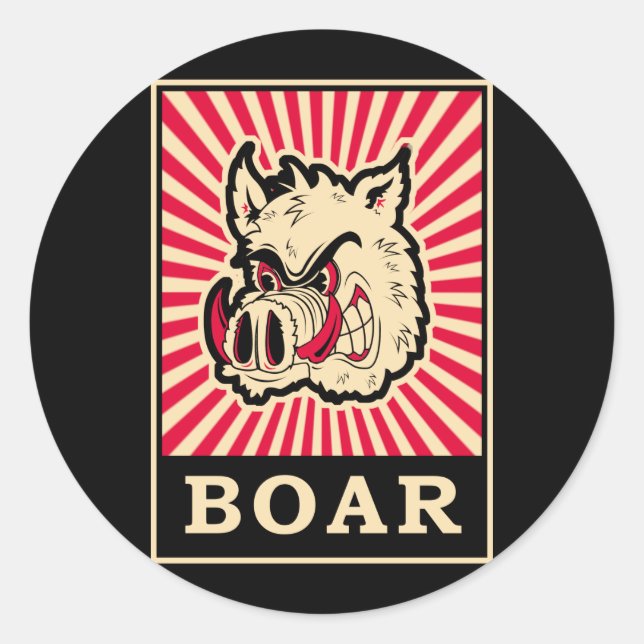 Pop Art Wild Boar Runder Aufkleber (Vorderseite)