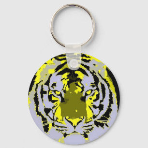 Pop Art Wild Tiger Look Schlüsselanhänger