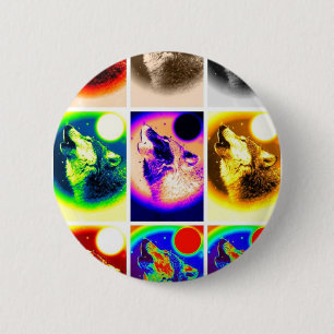 Pop Art Wolf Button