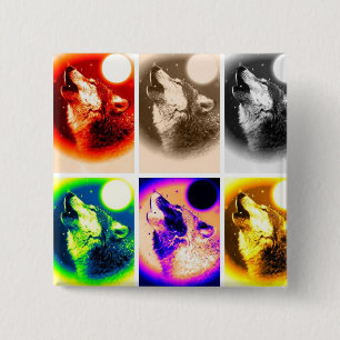 Pop Art Wolf Button